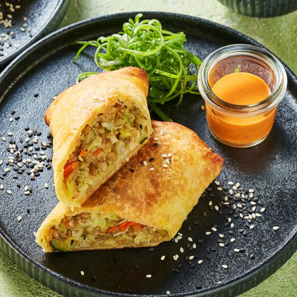 Fränkische Frühlingsrolle m. Grünkern-Gemüse vegan